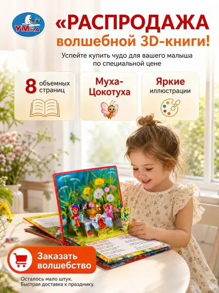 Умка Сказки для малышей книжка панорама картонная развивающая 3д