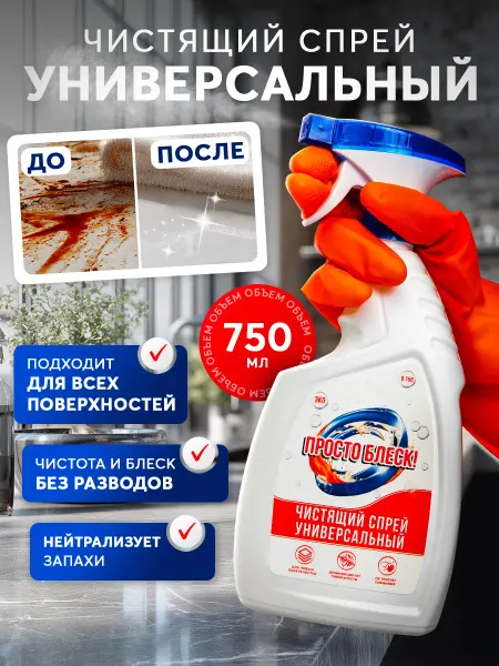 Просто блеск! Универсальный спрей-очиститель для дома, 750 мл