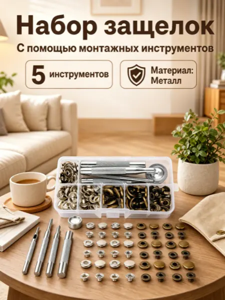 Набор кожаных пряжек-защелок с монтажными инструментами