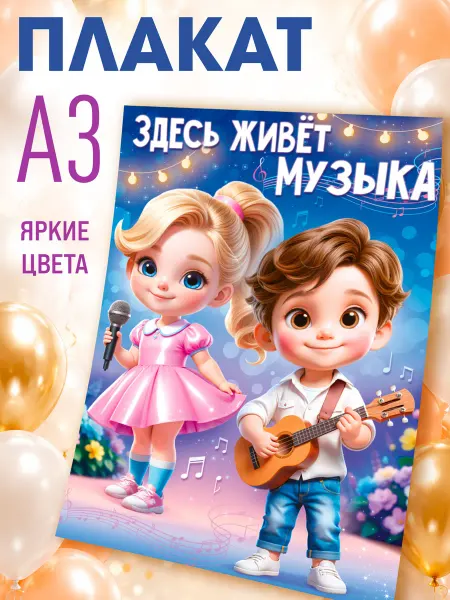 ТМ открытая планета Плакат для детского сада в класс музыки А3