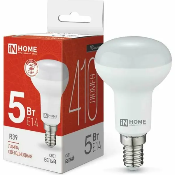 InHome Лампа светодиодная LED-R39-VC 5Вт 230В Е14 4000К 410Лм