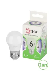 ЭРА Лампа светодиодная GREEN LINE LED P45-6W-865-E27 GL E27 6 Вт