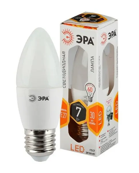 ЭРА Лампа светодиодная STD LED B35-7W-827-E27 E27 Е27 7Вт