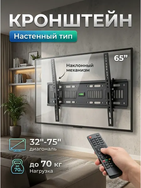 Home Team Кронштейн для телевизора на стену с уровнем 32-75