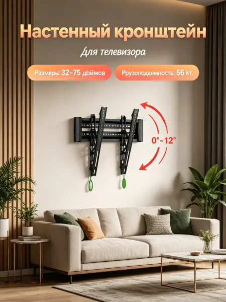 Krasmee Кронштейн для телевизора 32-75" прочный