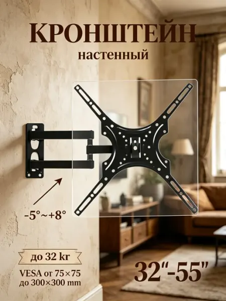 TOBI Кронштейн для телевизора наклонный 32-55" 32 кг