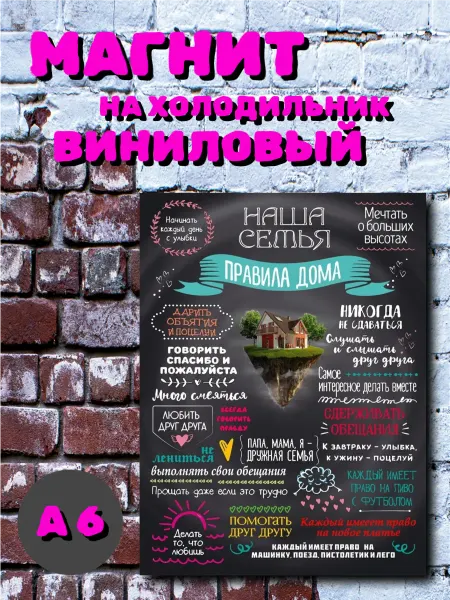 Магнит на холодильник Правила дома сувенир