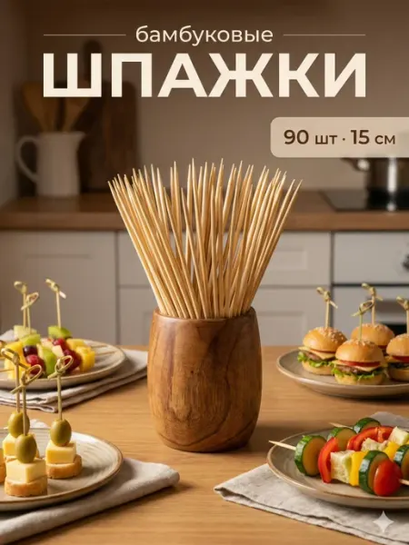Сима-Ленд & UPAK LAND Шпажки для фуршета деревянные 15 см