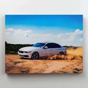 Интерьерная картина на холсте "BMW 3 Series (F30) - дрифт по песку" на подрамнике 30x22 см