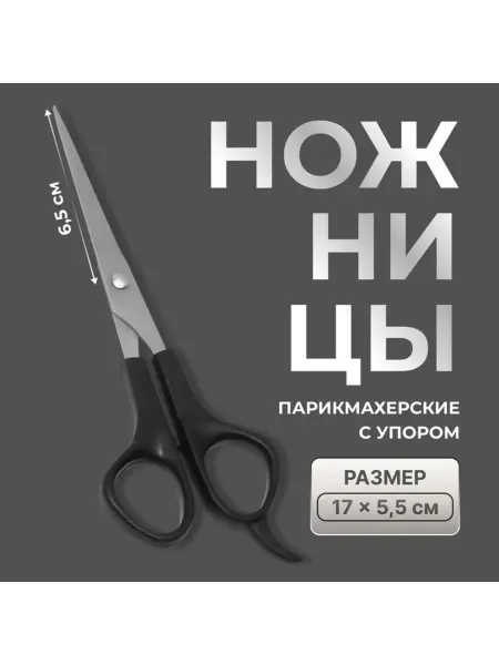 Лесной Дом - гипермаркет товаров для дома Парикмахерские ножницы с упором, 6.5 см, черные, 2 шт