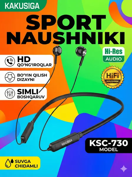 Беспроводные наушники KAKUSIGA KSC-730 Black – HD звук, мощный бас, с микрофоном