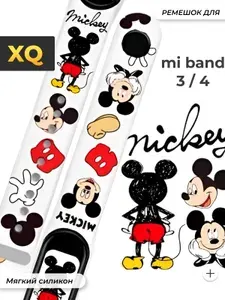 Ремешок для Xiaomi Mi Band 4 / Ремешок для Xiaomi Mi Band 3 / с рисунком с картинкой Микки M White