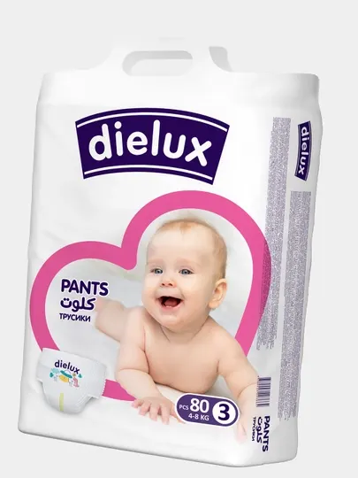 Dielux трусики-подгузники, размер 3 (4–8 кг), 80 шт