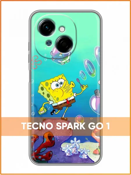 Case Face Чехол на Tecno Spark Go 1 с принтом Губка Боб