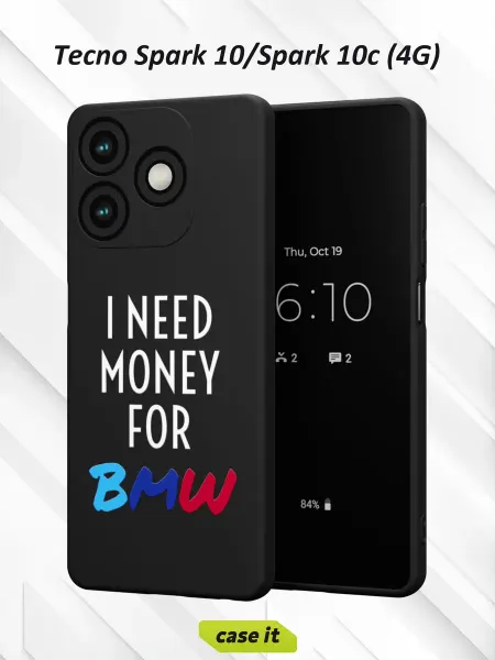Case it Чехол на Tecno Spark 10 Spark 10c 4Gс принтом I need money