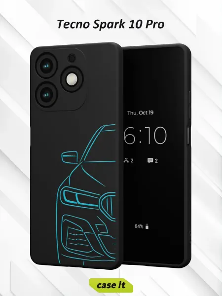Case it Чехол на Tecno Spark 10 Pro с принтом силуэт BMW 5 серии
