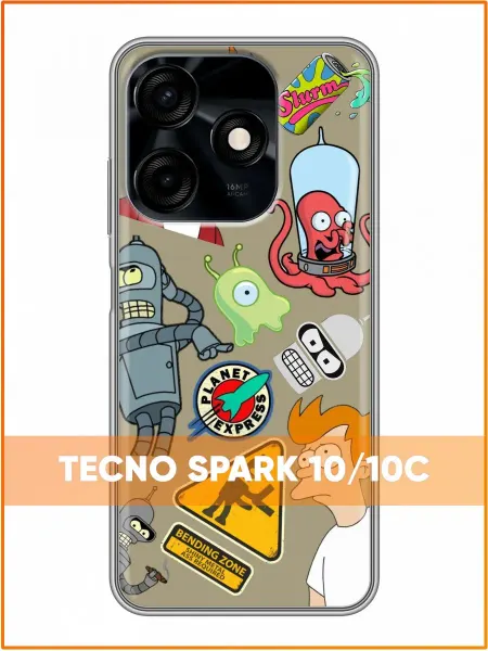 Case Face Чехол на Tecno Spark 10C с принтом Футурама