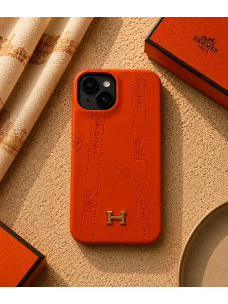 Liamoon Чехол на iPhone 14 в стиле Hermes с логотипом H