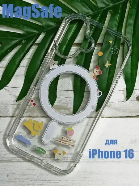 Snake Accessories Чехол MagSafe на iPhone 16 прозрачный с принтом