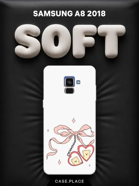 Case Place Чехол на Samsung A8 2018 с бантиком белый