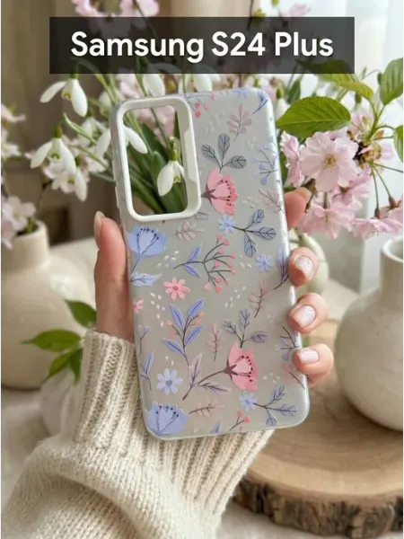 Good Luck Clover Чехол на Samsung s24 + Цветочный Принт (3)
