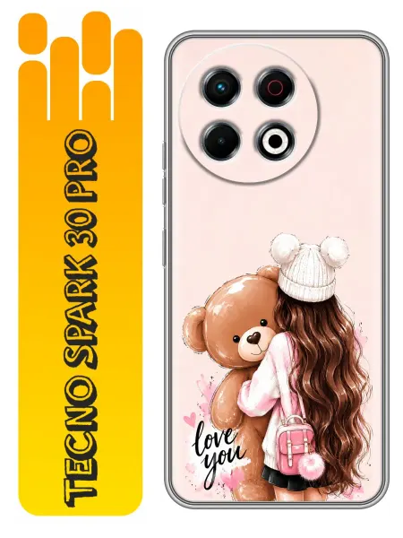 360skin Чехол на Tecno Spark 30 Pro Девочка с мишкой для девочек