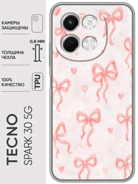 Trendmall Чехол на Tecno Spark 30 5G бантики для девочек
