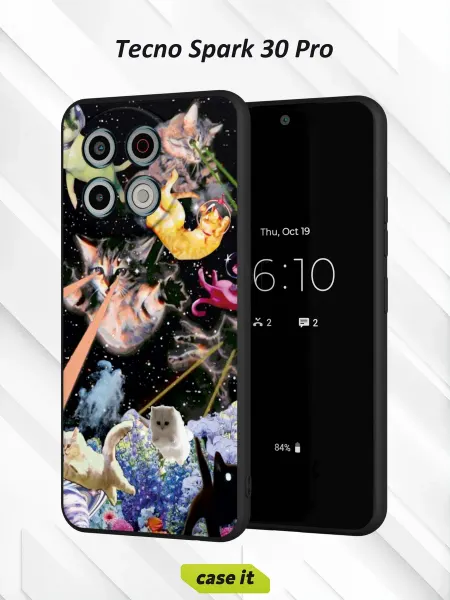 Case it Чехол на Tecno Spark 30 Proс принтом Космические коты