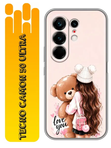 360skin Чехол на Tecno Camon 50 Ultra Девочка с мишкой для девочек