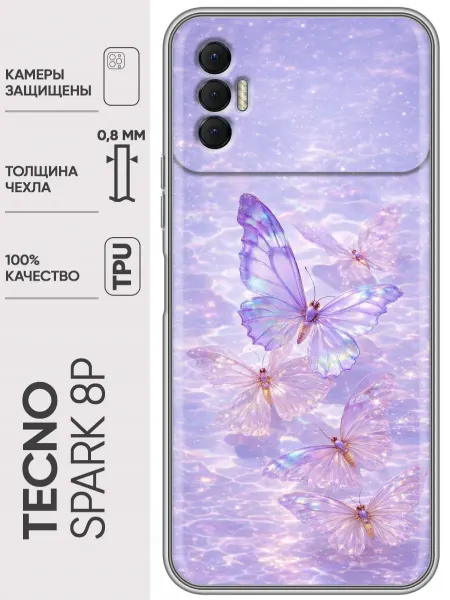 Trendmall Чехол на Tecno Spark 8P бабочки женский