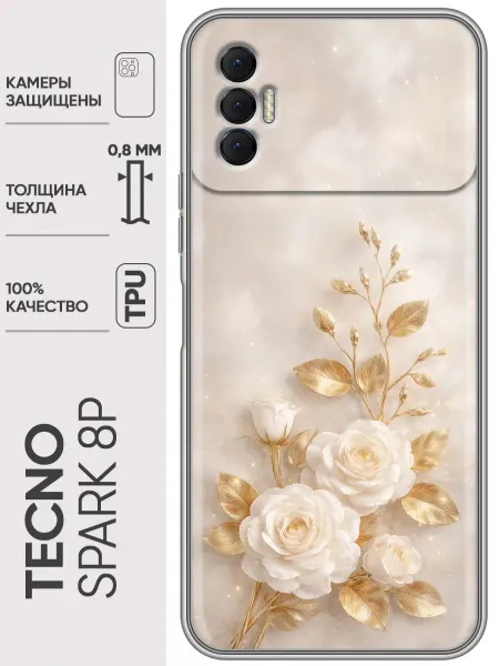 Trendmall Чехол на Tecno Spark 8P цветы женские