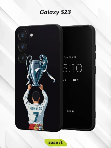 Case it Чехол на Samsung S23 с принтом Роналду с кубком