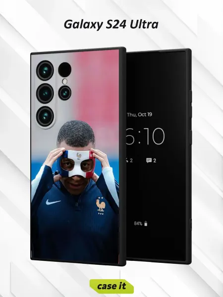 Case it Чехол на Samsung S24 Ultra с принтом Мбаппе в защитной маске