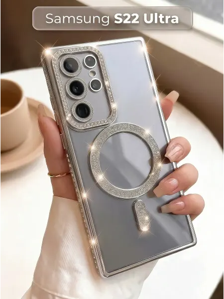 ЧЕХОЛБЕРИ Чехол со стразами и MagSafe на Samsung Galaxy S22 Ultra