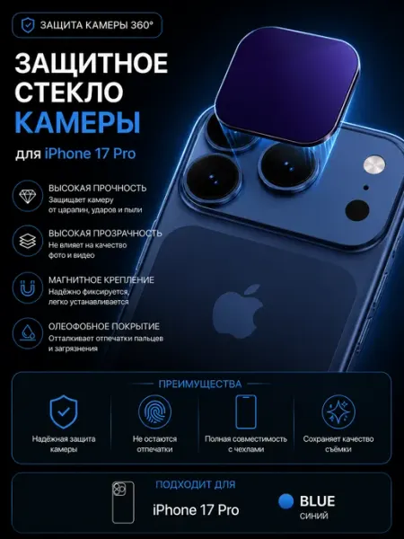 Защитное магнит стекло для камеры iPhone 17Pro