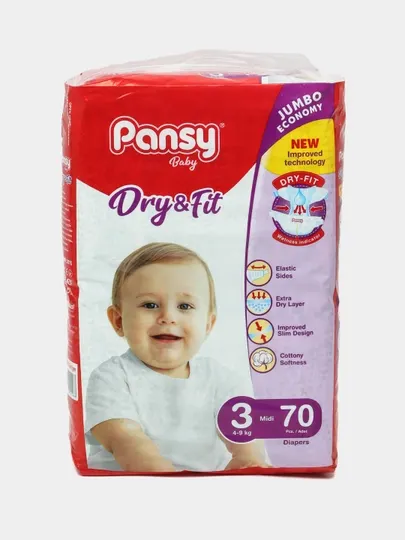 Подгузники Pansy Jumbo Midi 3, 4-9 кг, 70 шт