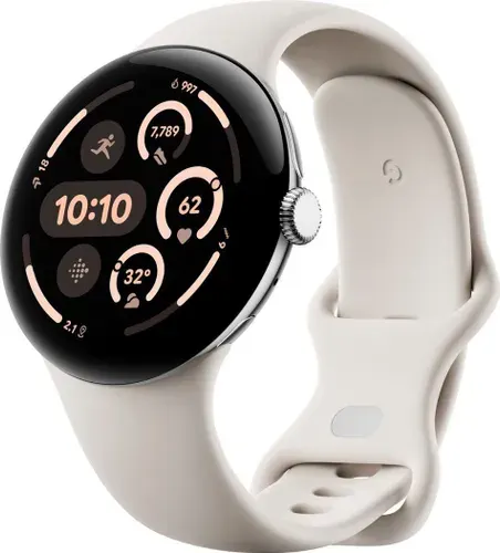 Умные часы Google Pixel Watch 3 45mm Wi-Fi (Polished Silver/Porcelain)