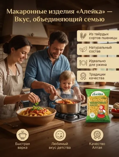Макаронные изделия Алейка спирали из твердых сортов пшеницы 400гр