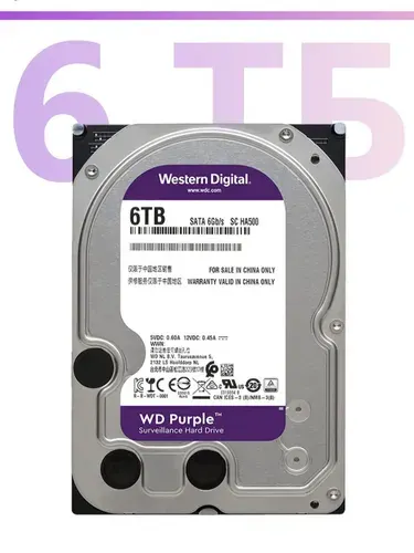 Western Digital 6 ТБ Внутренний жесткий диск Western Digital Purple 6Tb SATA-III (WD62PURX), 3.5", 5400 об/мин, SATA III 6 Гбит/с (WD62PURX)