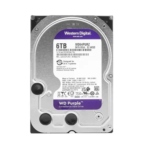 Western Digital 6 ТБ Внутренний жесткий диск Western Digital WD64PURZ, 3.5", 5400 об/мин 6 Гбит/с (WD64PURZ)