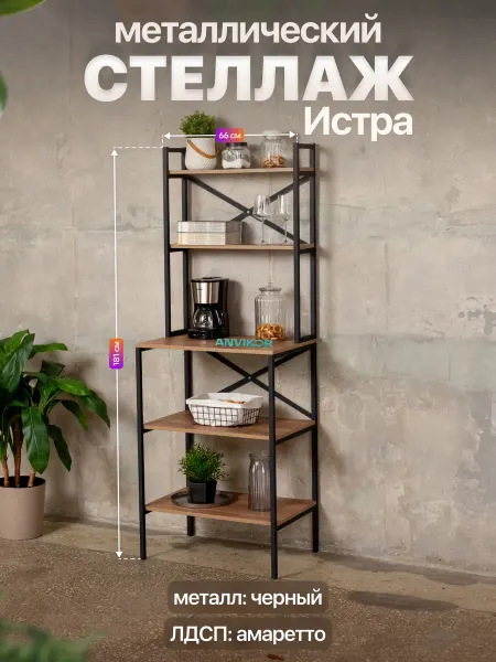 Anvikor Стеллаж на кухню для микроволновки металлический лофт Истра