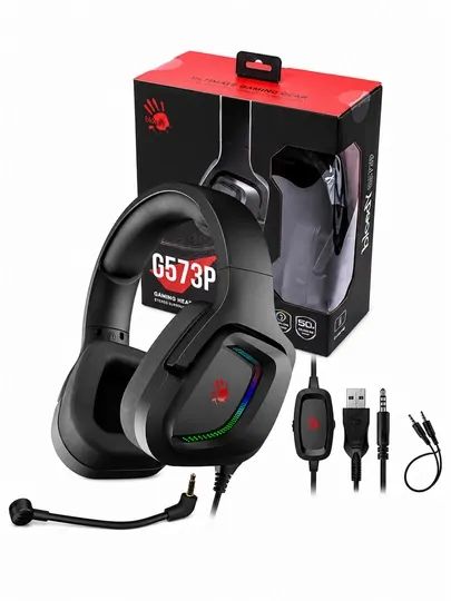 Игровая гарнитура BLOODY G573P RGB с микрофоном, 3.5 мм+USB, для ПК, PS5, Xbox и ноутбука