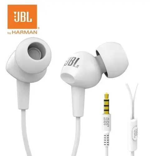 JBL C100 3.5 мм Проводные наушники, с микрофоном, белые