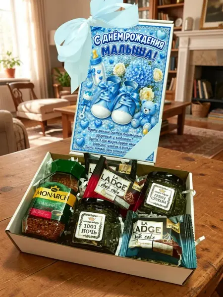 Империя кофе и чая Подарочный набор с кофе, с чаем, с конфетами прикольный