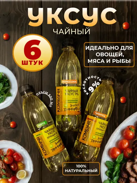 Энергия солнца Уксус чайный пряный КОМБУЧА 6шт