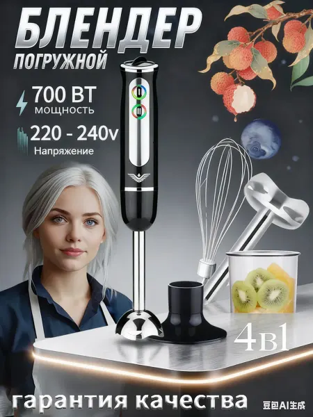 Блендер погружной кухонный электрический 4 в1 мощный 700Вт
