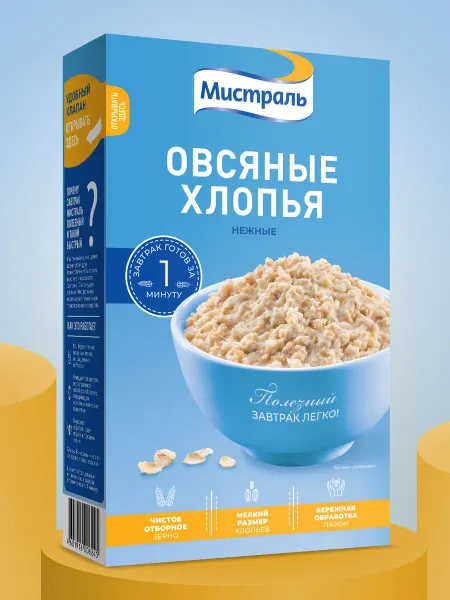МИСТРАЛЬ Хлопья Овсяные Нежные 400 г