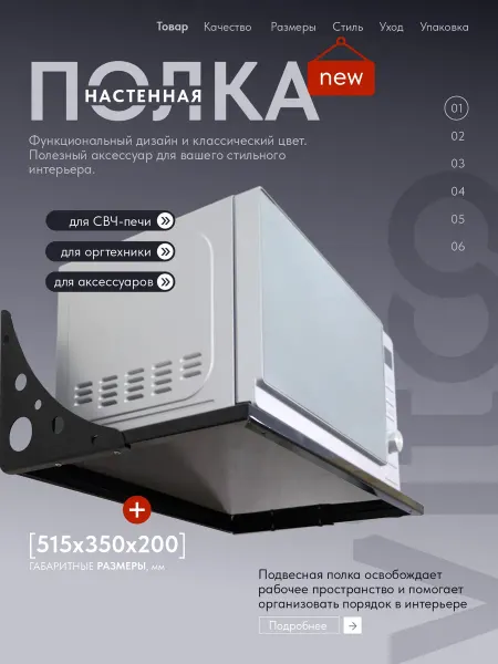 VITCO Полка для микроволновки настенная