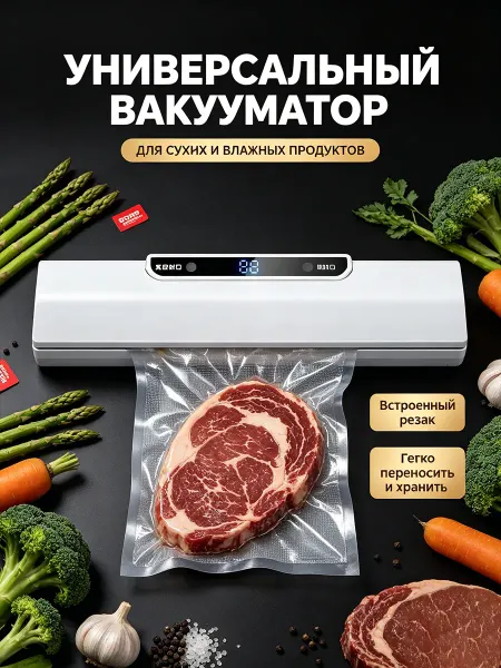 ВВакууматор для продуктов с пакетами и запайкой