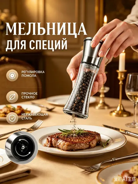 Удобная мельница для специй для дома